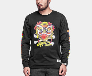 HEA LION HEAD AND BONE PRINT ON CHEST AND SLEEVE LONG-SLEEVED SHIRT